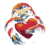 Sloth hugging heart