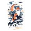 Fuchs Comic Stil mit Mond