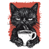 with steaming coffee cup