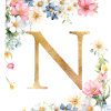 N Monogramme, Floral, Personnalisable
