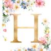 H Monogram, Floral, Personalizable