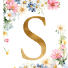 S Monogramme, Floral, Personnalisable