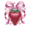 Fraise avec ruban rose