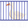 Funny goose in a cage