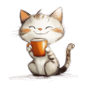 Happy cat with coffee