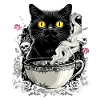 Mystical : Chat avec crâne café