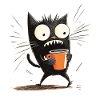Geschockte Katze mit Kaffee - Cartoon-Stil