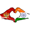 Montenegro India flag hands heart shape used