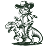 Cowboy Cat Rides Dinosaur Adventure
