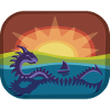 Loch Monster in Rainbow Landscape