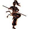 Shaolin Kämpferin mit Stab