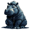 hippopotamus hippo with clothes