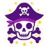Purple Pirate Skull and Crossbones