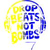 Drop Beats Not Bombs yellow blue