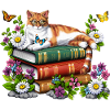 Cat Reading Books