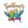 Two budgies tweethearts on swing