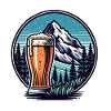 Bergblick mit Bierglas