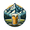 Bergblick mit Bier und Naturmotiv