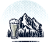 Berglandschaft mit Bierglas