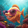 Fins Funny fish with sunglasses