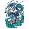 Samouraï squelette avec dragon