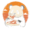Panda eats pizza