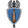 Pixel Nyckelharpa auf Schild Wappen