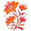 Beautiful red flowers with leaves spring