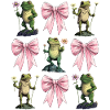 Coquette Bow Cottagecore Frog Aesthetic Pink