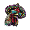 Rooster Comic Funny Sombrero
