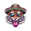 Tiger Comic Funny Sombrero