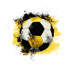 Fútbol de fútbol con estilo con salpicaduras de color amarillo-negro