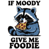 Hungry raccoon with pizza