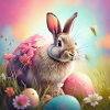 Bunter Osterhase mit fröhlichen Mustern