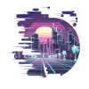 Futuristic Neon City Skyline at