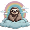Sloth on cloud bed