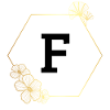 Buchstabe f Goldener Blumenrahmen