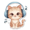 Cute Cat with Doodle Headphones