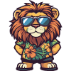 Lion Comic Funny Summer