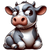 Funny skeptical cartoon cow bull