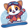 Snowboard Snowboarder Cat