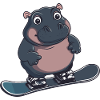 Hippos Snowboard Snowboarder Hippopotamus