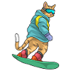 Cat Snowboarder Snowboard