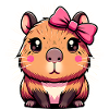 Cute Capybara Pink Bow Capybara
