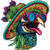 Peacock Bird Comic Funny Sombrero