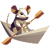 Adventurous mouse in paper boat