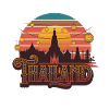 Thailand silhouette with sunset and
