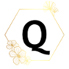 Buchstabe q Goldener Blumenrahmen