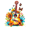 Bunte Gitarre mit Blumen