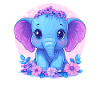 Blauer Baby Elefant Mit Blumen
